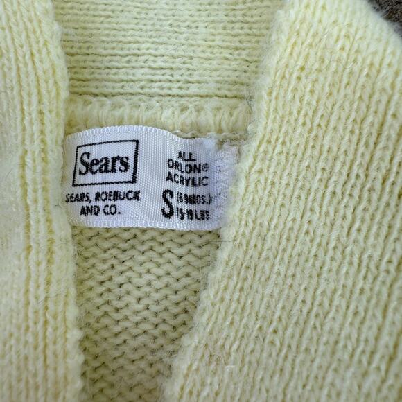 Vintage Sears Soft Cream Knit Cardigan Baby Boy Size 6-9 Months - Picture 4 of 4